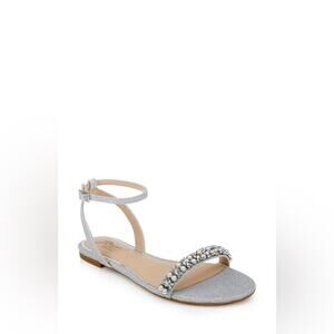 Badgley Mischka Daria Pearl and Crystal Flat Sandals